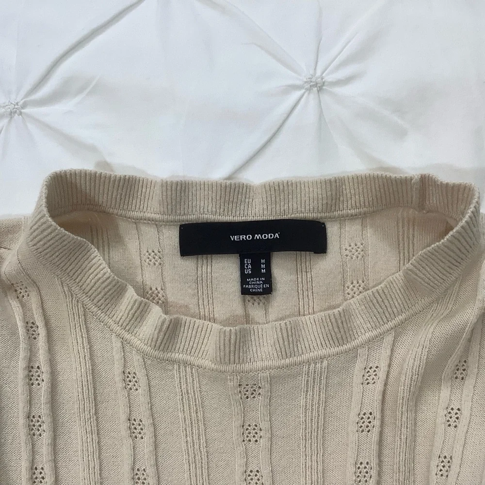 Vero Moda - Vita 2/4 Sleeves Pointelle Sweater - Size M - Picture 5 of 9